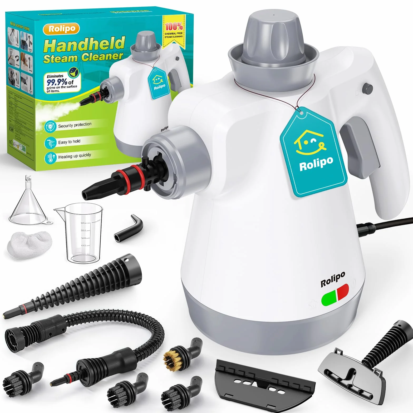 Nettoyeur Vapeur Portatif 1050W, Appareil Multifonction pour Cuisine, Salle de Bain, Voiture