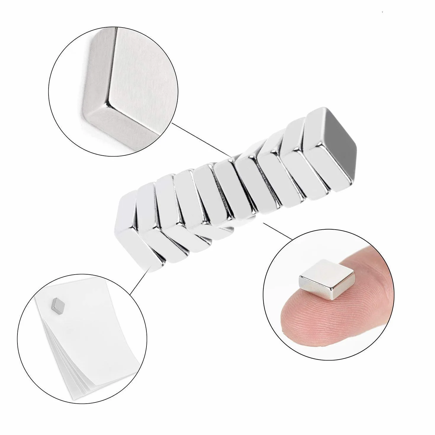 Aimants Néodyme Puissant Carré 10x10x4mm 20PCS pour Bricolage, Panneaux Mur, Réfrigérateur