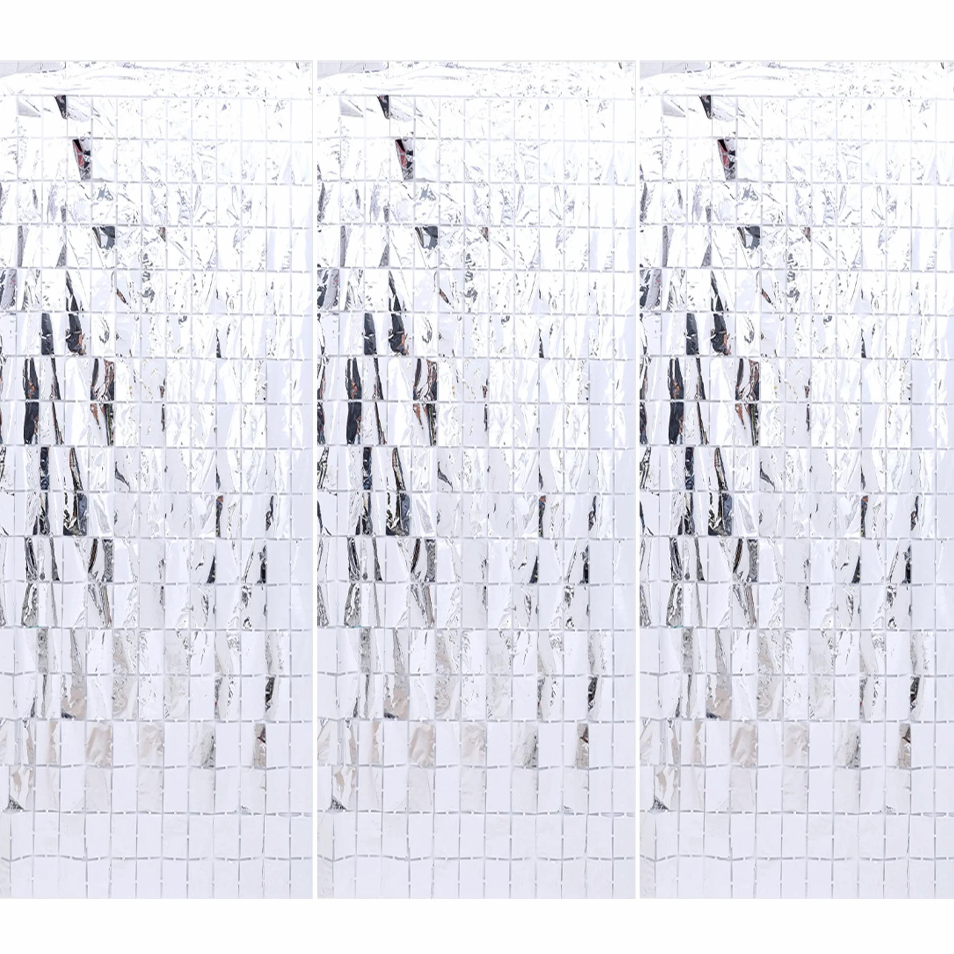 Rideau Scintillant Paillettes Aluminium à Franges 1x2 m Argent Décoration Fête Mariage