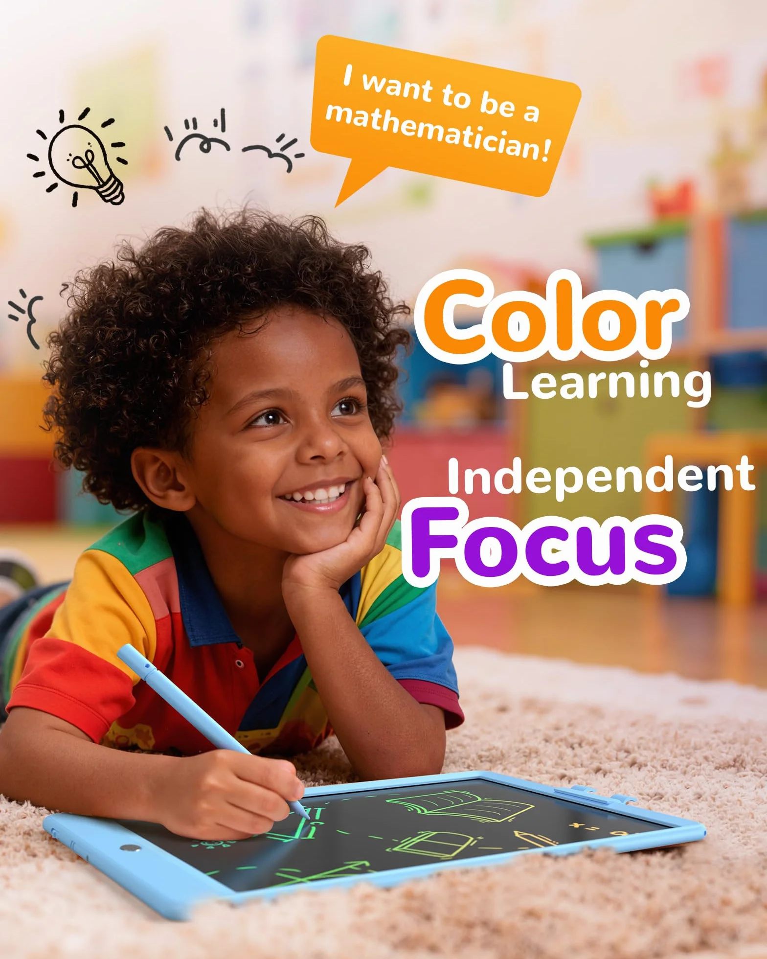 KOKODI Ardoise Magique LCD 10 Pouces Jouet Éducatif Sans Écran avec Stylo Enfants 2-7 Ans Bleu