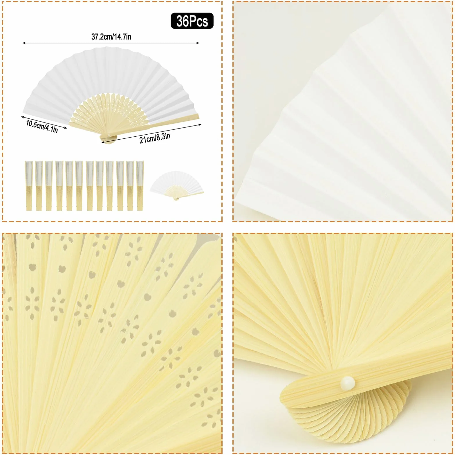 36 Pièces Eventail Mariage, Blanc éventail, Cadeau Mariage invité, Decoration Mariage, eventail Mariage Personnalisable