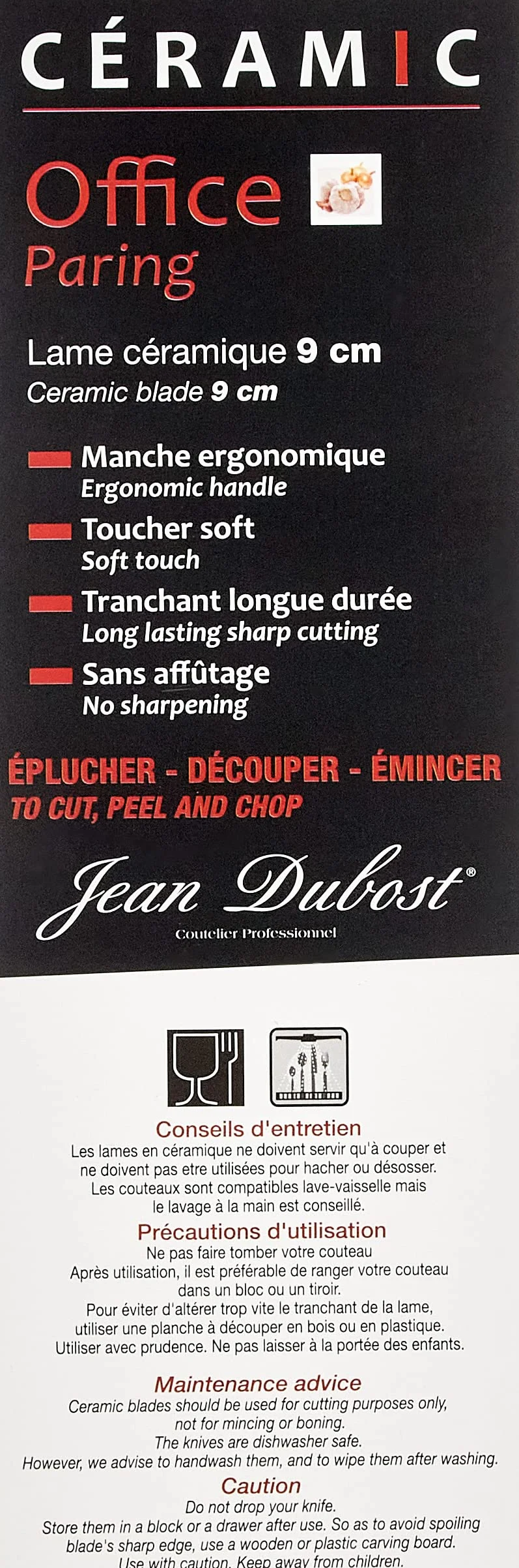 Couteau Céramique Lame Noir Pradel Jean Dubost 1/10509
