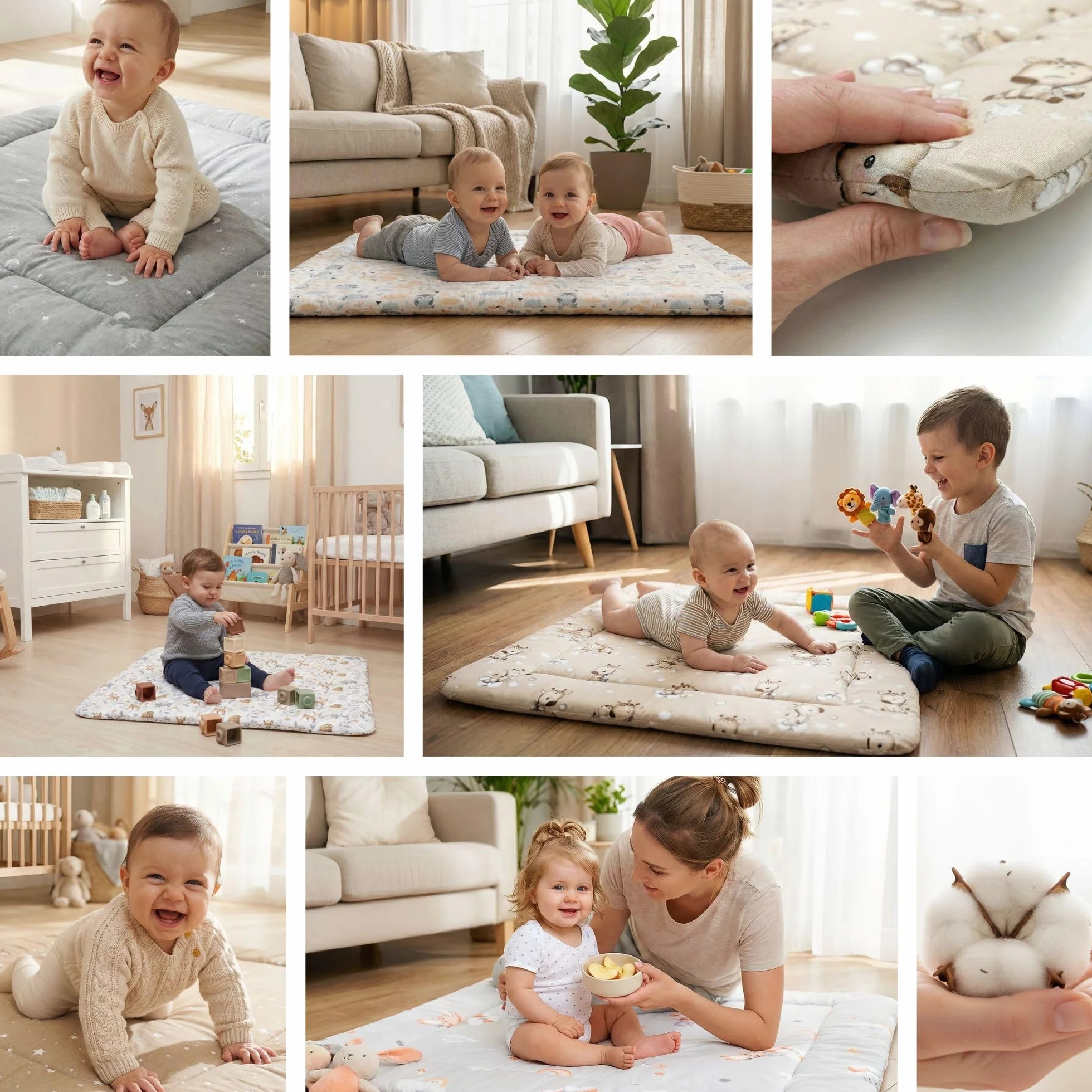 Totsy Baby Tapis d'éveil Matelas de Sol Enfant 100 cm Coton Épais Oeko-Tex Peluche