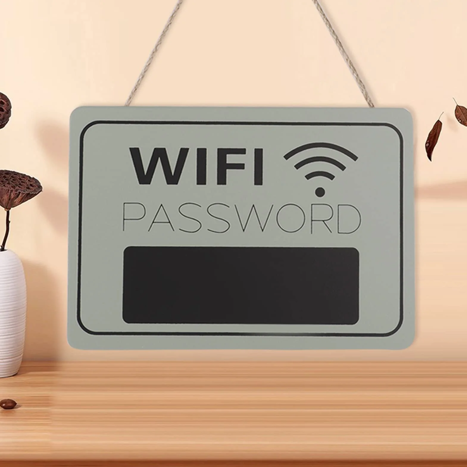 Panneau WiFi Mot de Passe Mural en Bois Blanc pour Maison Café