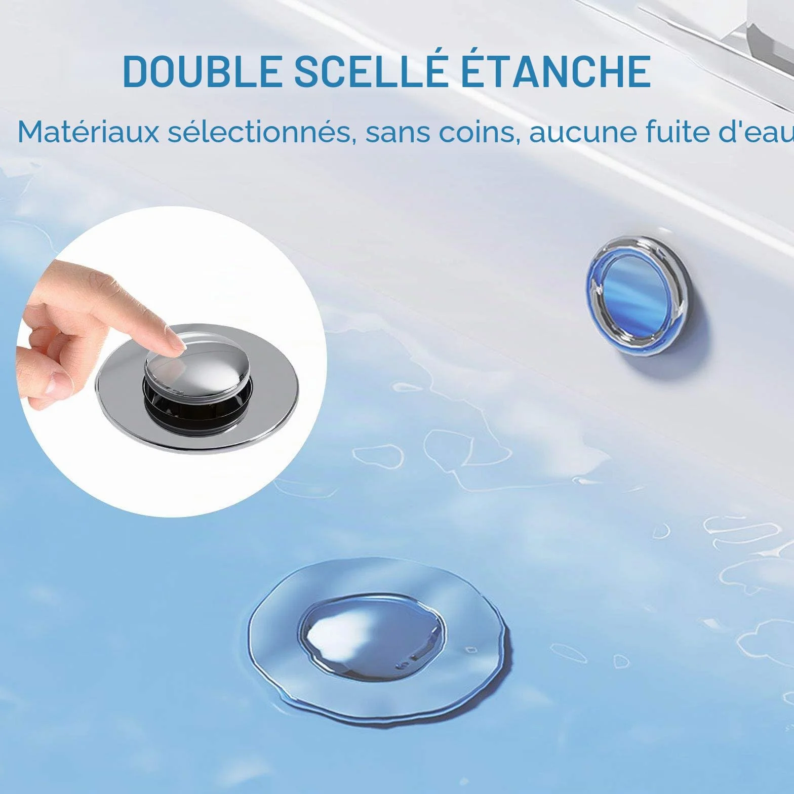Bouchons de lavabo 34-40 mm, bonde pop-up universelle, écoulement rapide, lot de 2