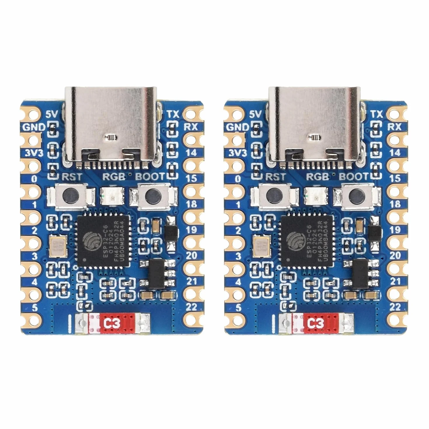 Waveshare ESP32-C6-Zero ESP32-C6 Mini Development Board 2 PCS Based on ESP32-C6FH8 Dual Processors 160MHz 2.4GHz WiFi 6 BT5