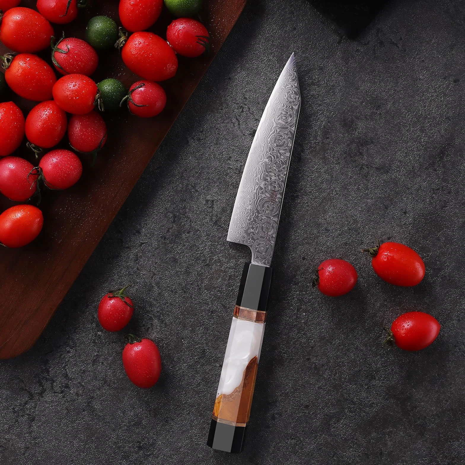 FINDKING Couteau de Cuisine Multifonction 5 Pouces – Couteau Tranchant pour Fruits et Préparation des Aliments, Idéal pour la Cuisine Quotidienne (Série BLACK-ROSE)