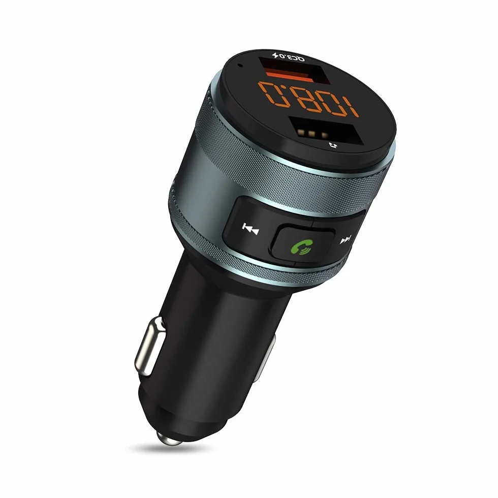 Zealife Transmiter Bluetooth Fm, Transmiter Samochodowy Qc 3.0, Bezprzewodowy Adapter Bluetooth Fm, Zestaw Głośnomówiący Z Ładowarką Dual Usb, Obsługuje Pamięć Usb 64 Gb