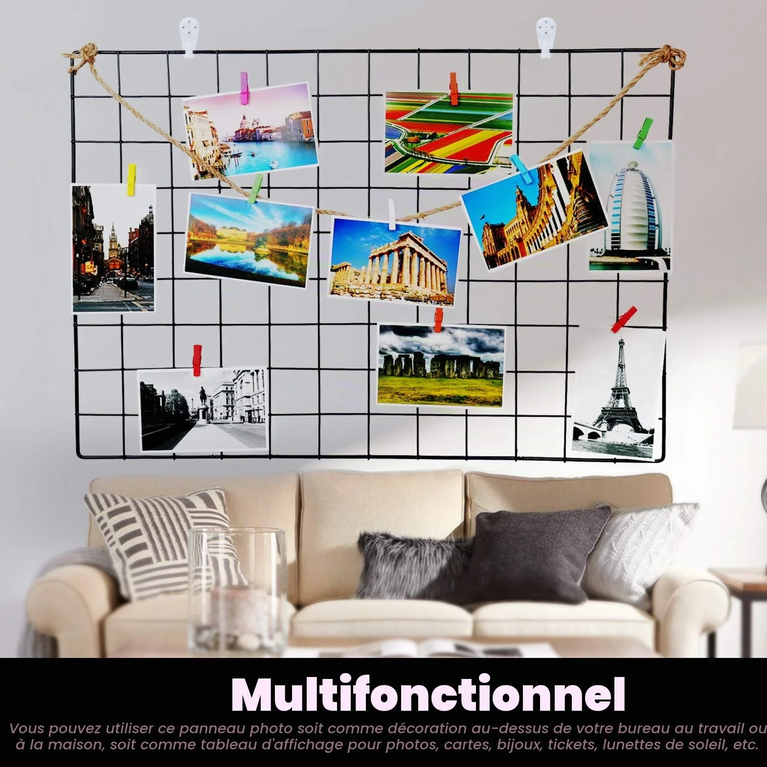 Murs photo en fer noir 65 cm x 45 cm - Tableau mémo décoration murale
