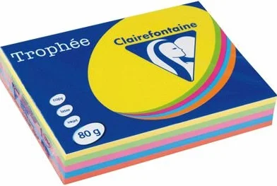 Clairefontaine Trophée Ramette 5x100F papier 80g A3 Intense soleil/menthe/cardinal/Bleu/fuchsia