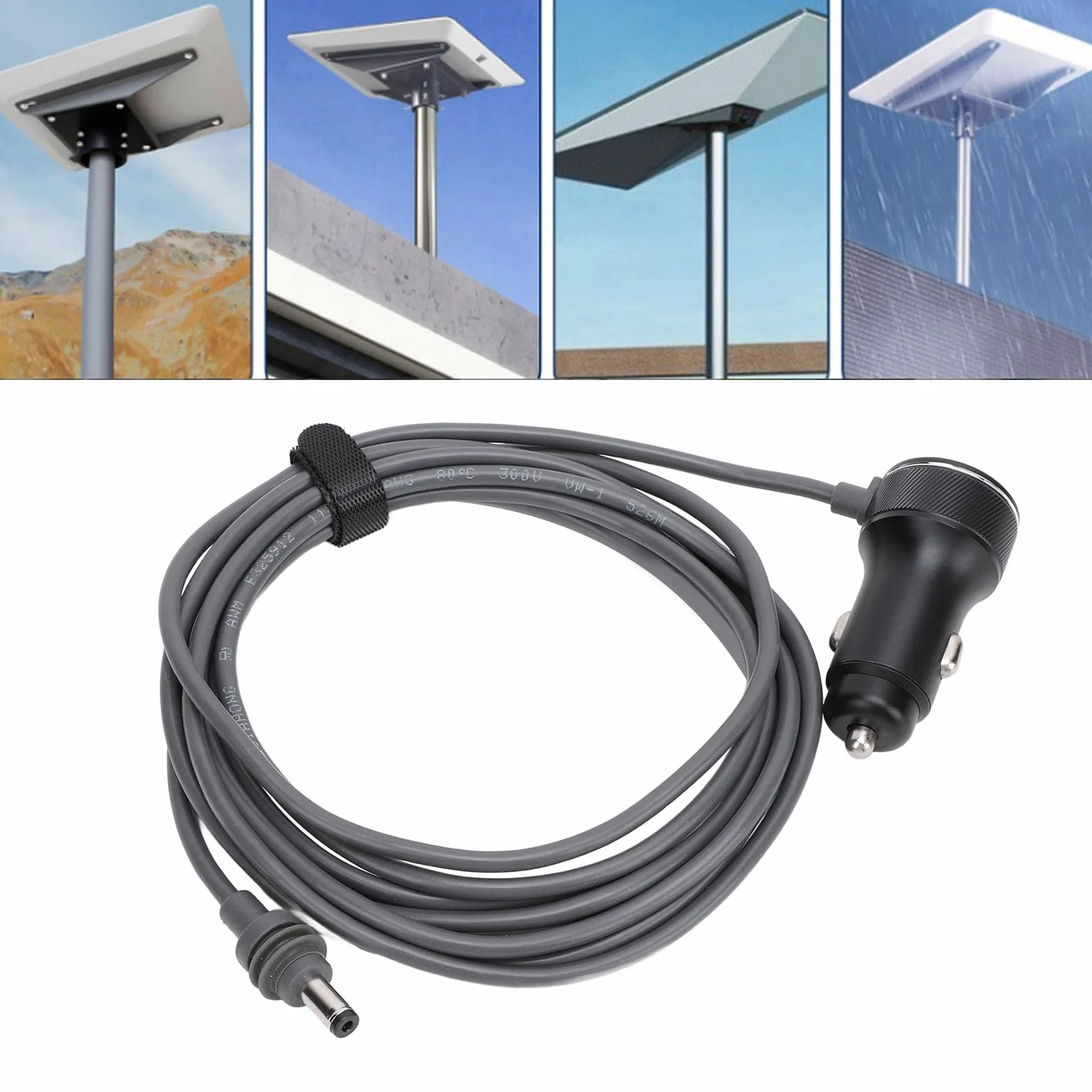 Mini Kabel Zasilający Adapter Samochodowy 12V DC na zapalniczkę, Satelitarny Kabel Zasilający Prądu Stałego o Długości do Mini, Kabel ładowarki Samochodowej (4M)