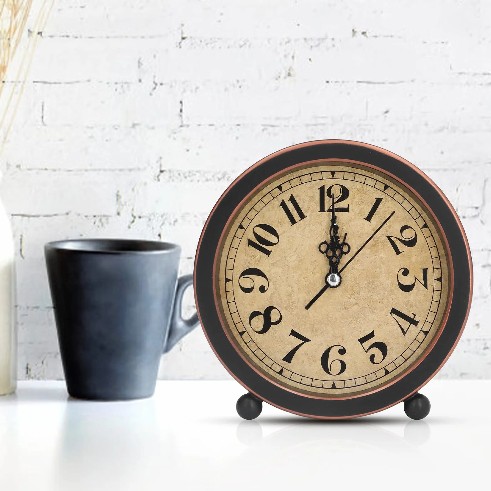 Réveil Analogique Vintage, Horloge de Bureau Rétro, Haute Précision, Design à la Mode, Tacked Silencieux