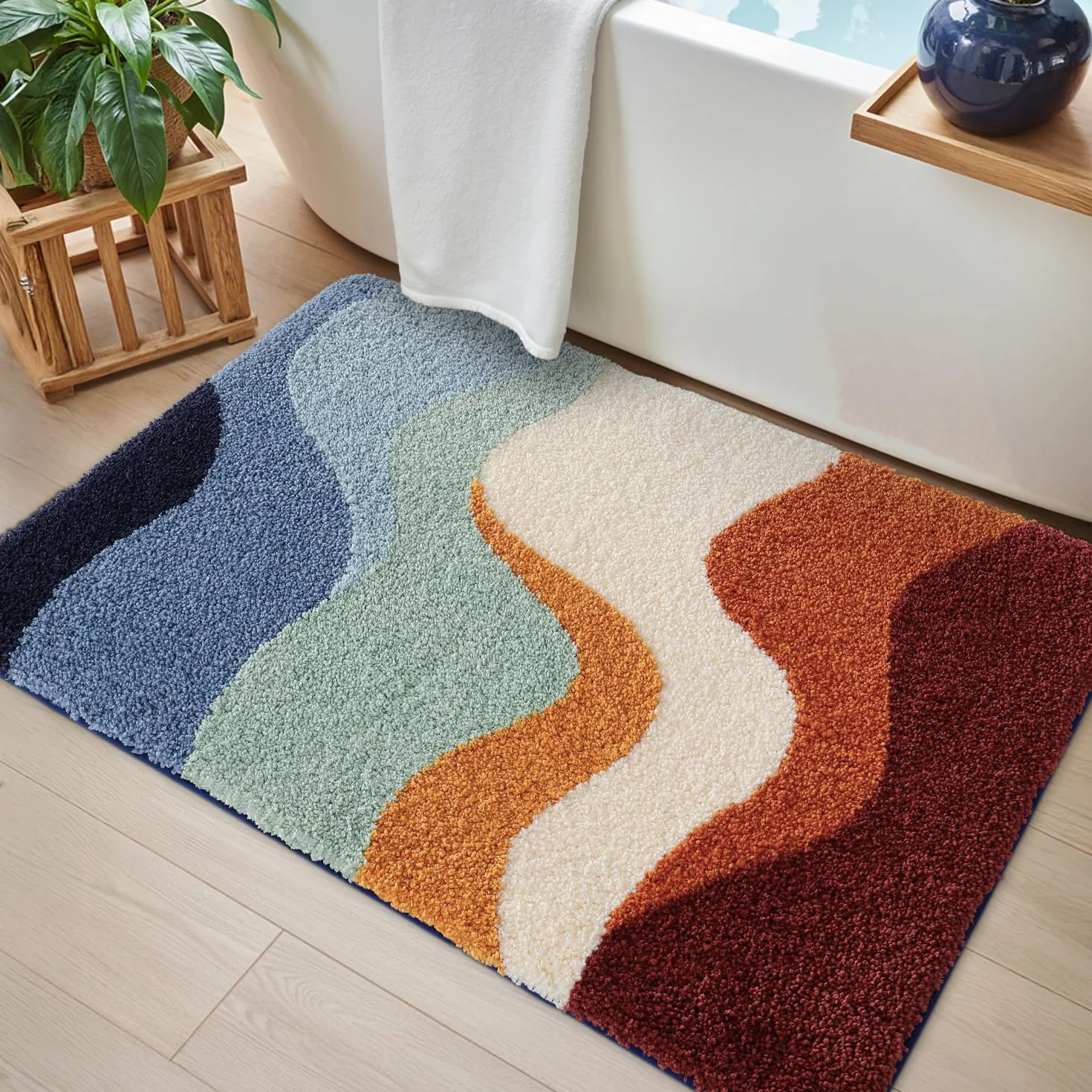 DEXI Tapis de Bain Antidérapant 40 x 60 cm Lavable en Machine Doux