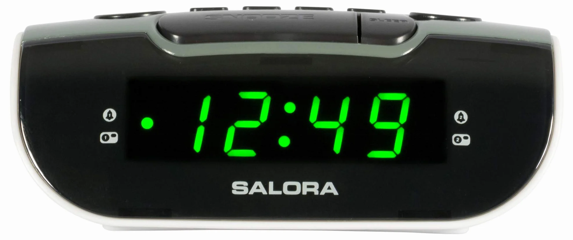 SALORA Reveil Matin Lumineux Numérique LED Horloge Digitale Radio FM Double Alarme Snooze Veilleuse Réglable Noir Gris Blanc
