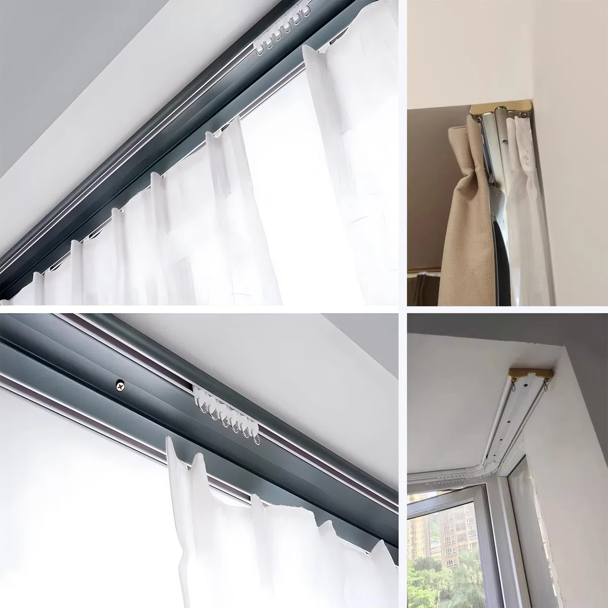 Support de tringle à double rail coulissant pour locataires, idéal pour le salon et la chambre à coucher et 13 m de long à