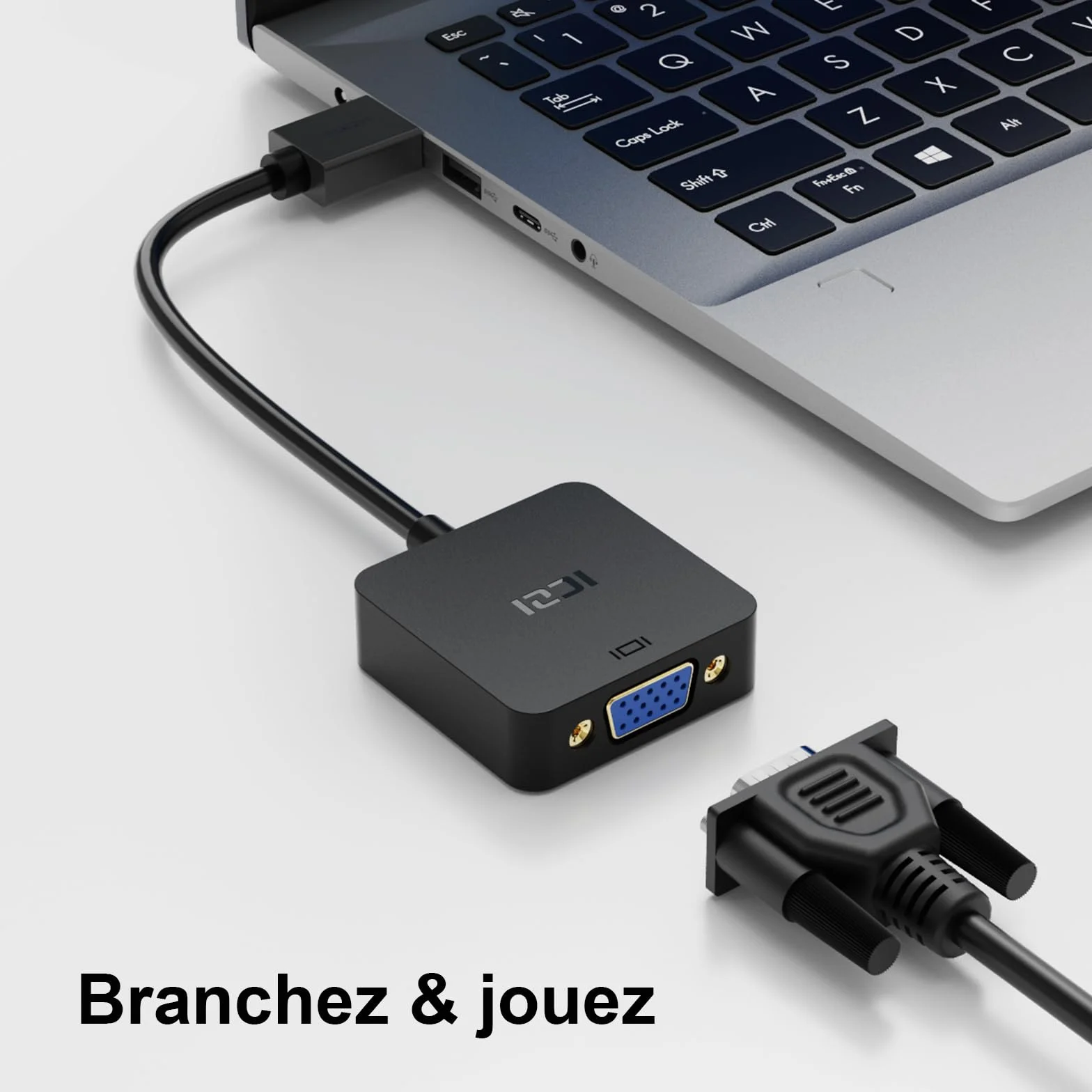 ICZI Adaptateur HDMI vers VGA 1080P Noir Convertisseur HDMI Mâle vers VGA Femelle