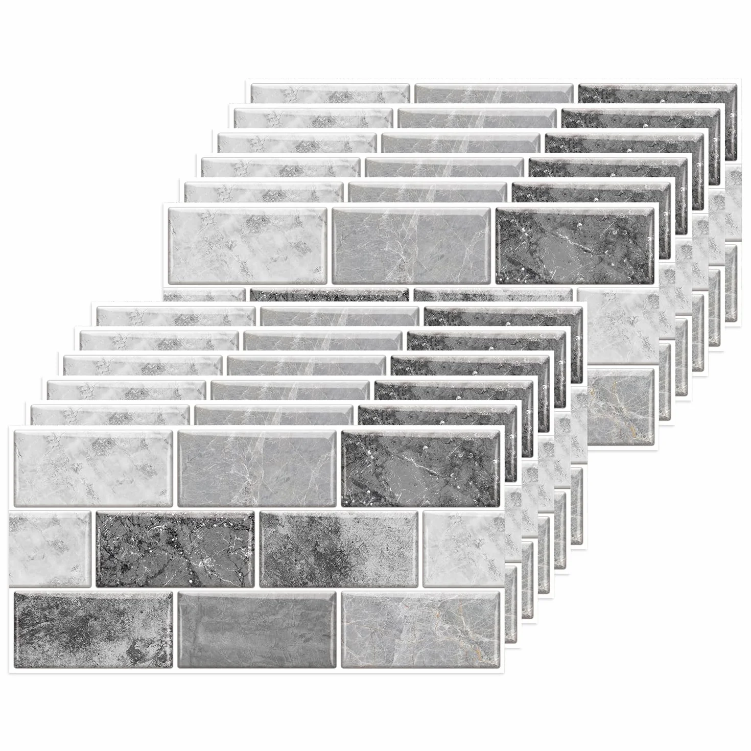 Stickers Carrelage Cuisine 12 pièces Autocollant en PVC Imperméable Autocollants de Carreaux Adhésif Mural