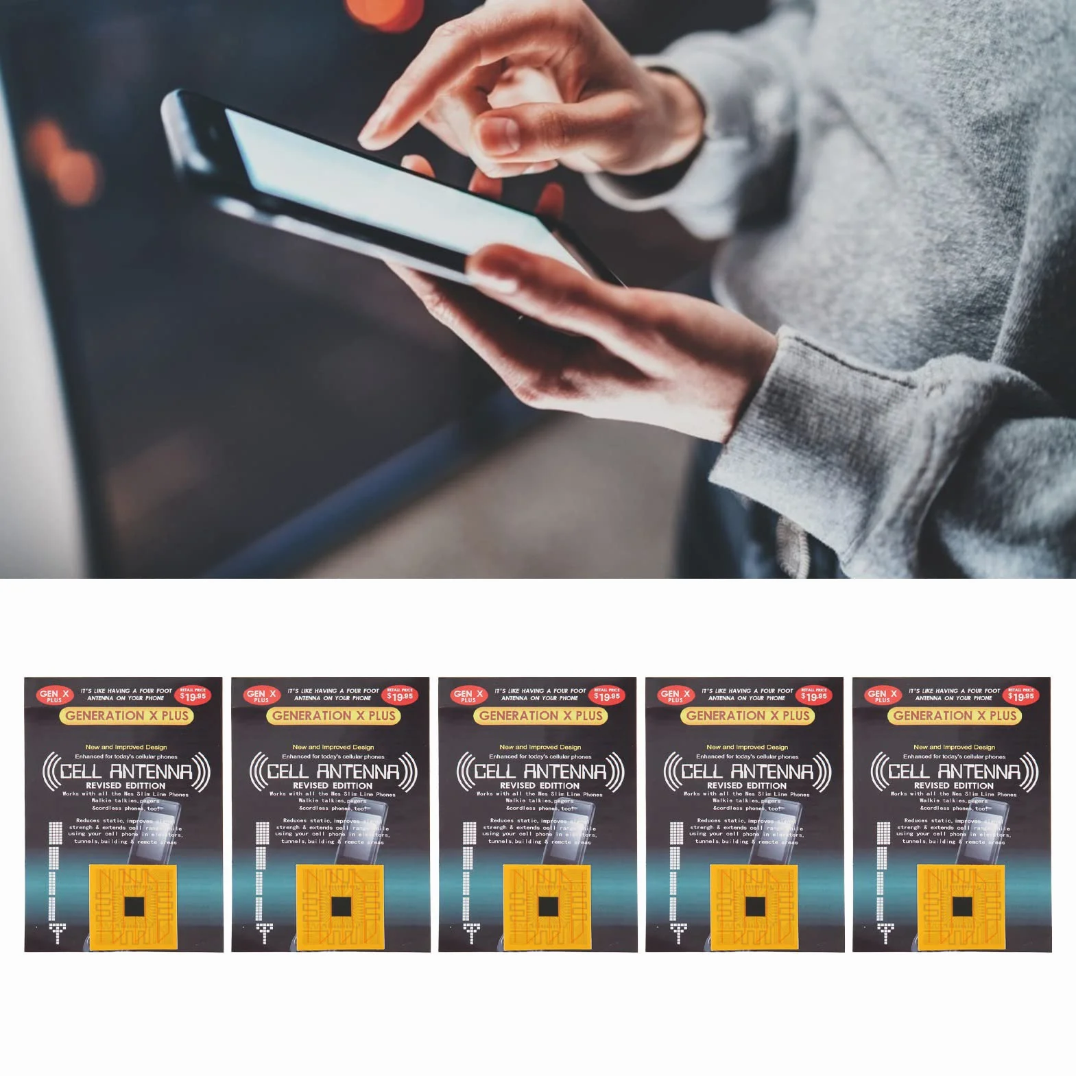 5 szt. Naklejki Wzmacniające sygnał Telefonu Komórkowego, Wzmacniacz Anteny Telefonu Komórkowego z Tylnym Klejem, do Krótkofalówek, Brzęczyków, Bezprzewodowych Telefonów Domowych