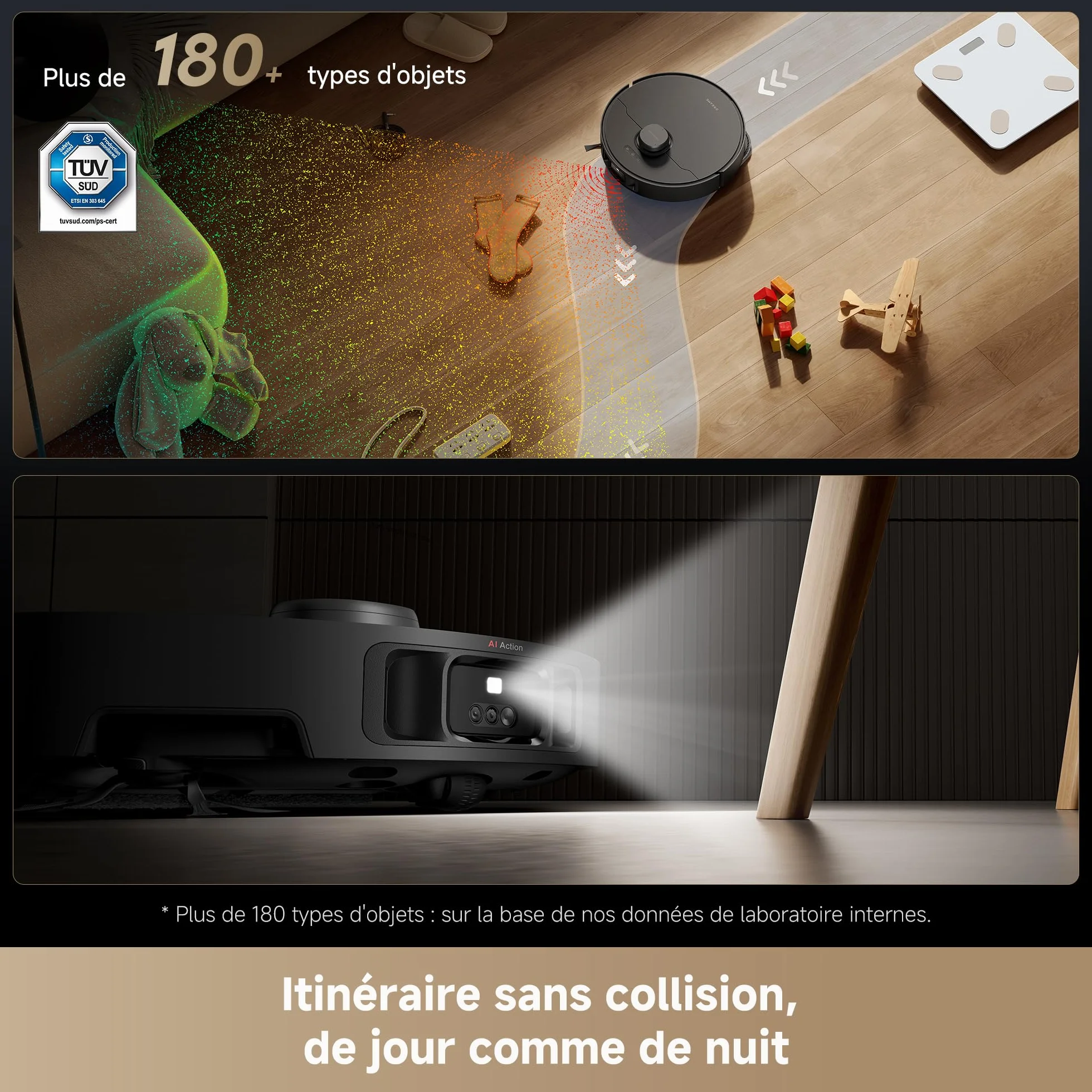 DREAME L40s Pro Ultra Robot Aspirateur, 19000 Pa, Brosse Double HyperStream, Franchit 4 cm, Brosse latérale extensible, Nettoyage eau chaude 75°C, Auto-nettoyant 3.0