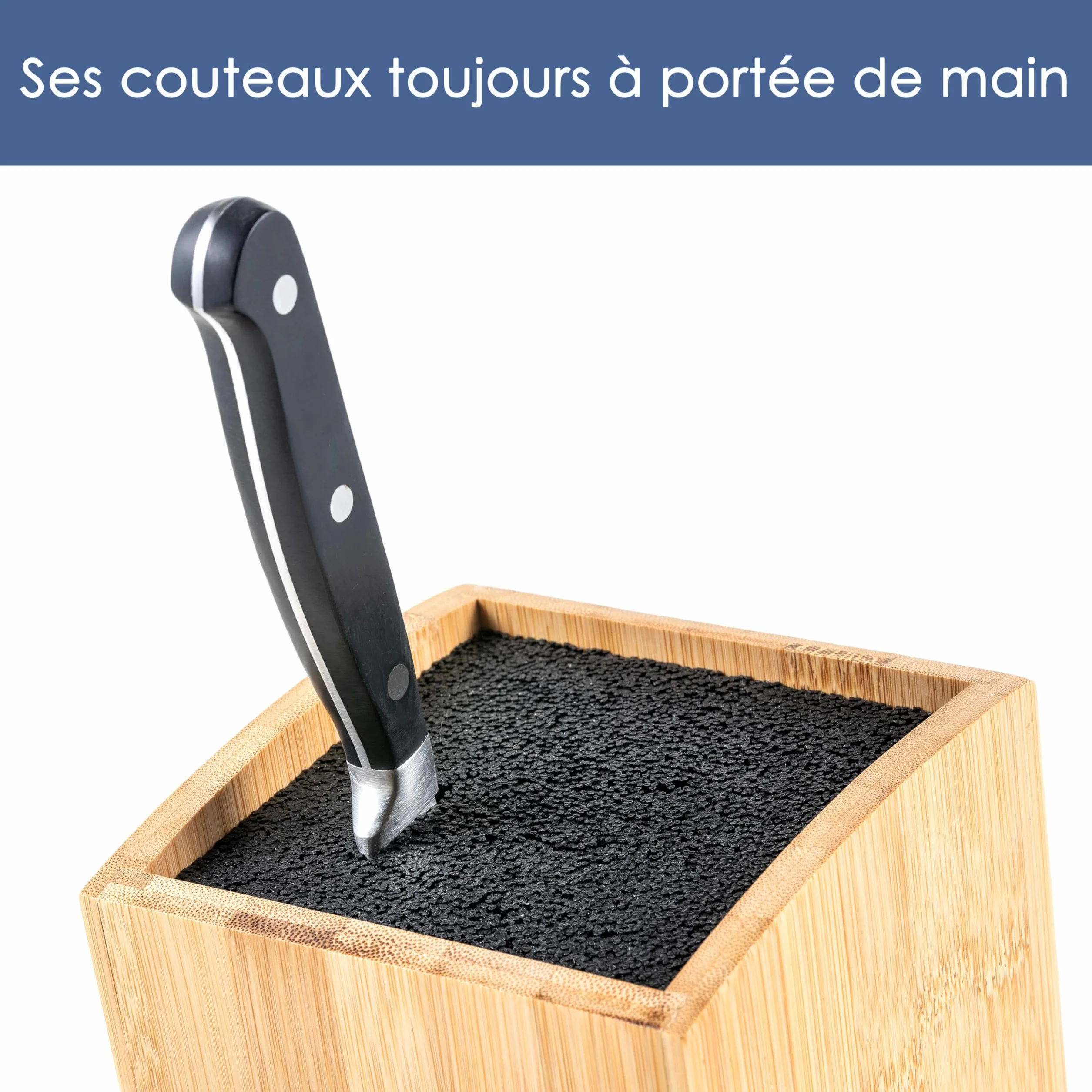 Bloc à couteaux Hanseküche en bambou marron carré incliné