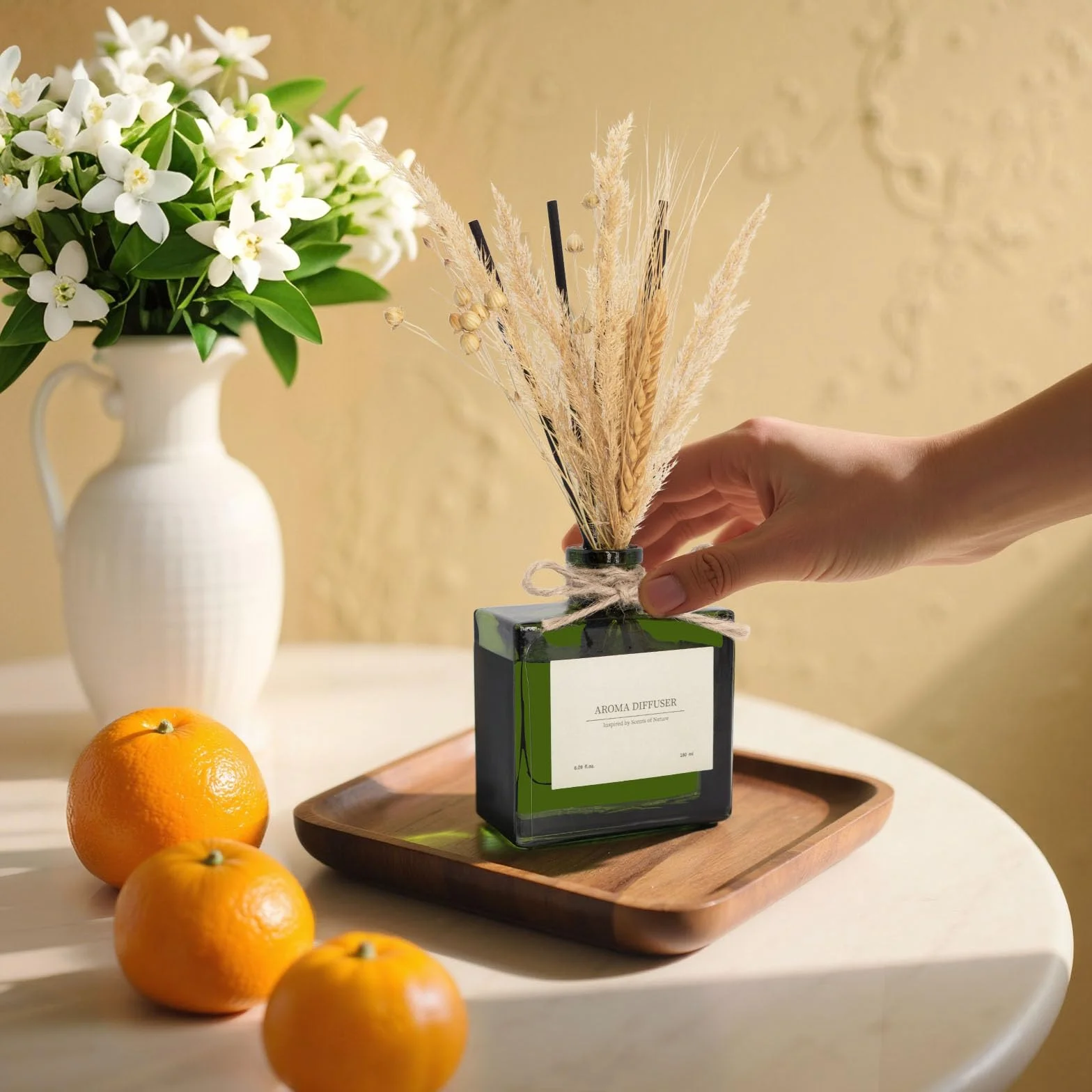 Diffuseur de Parfum Flower pour Bureau 120 Jours Citrus Energizing Scent avec 7 bâtonnets