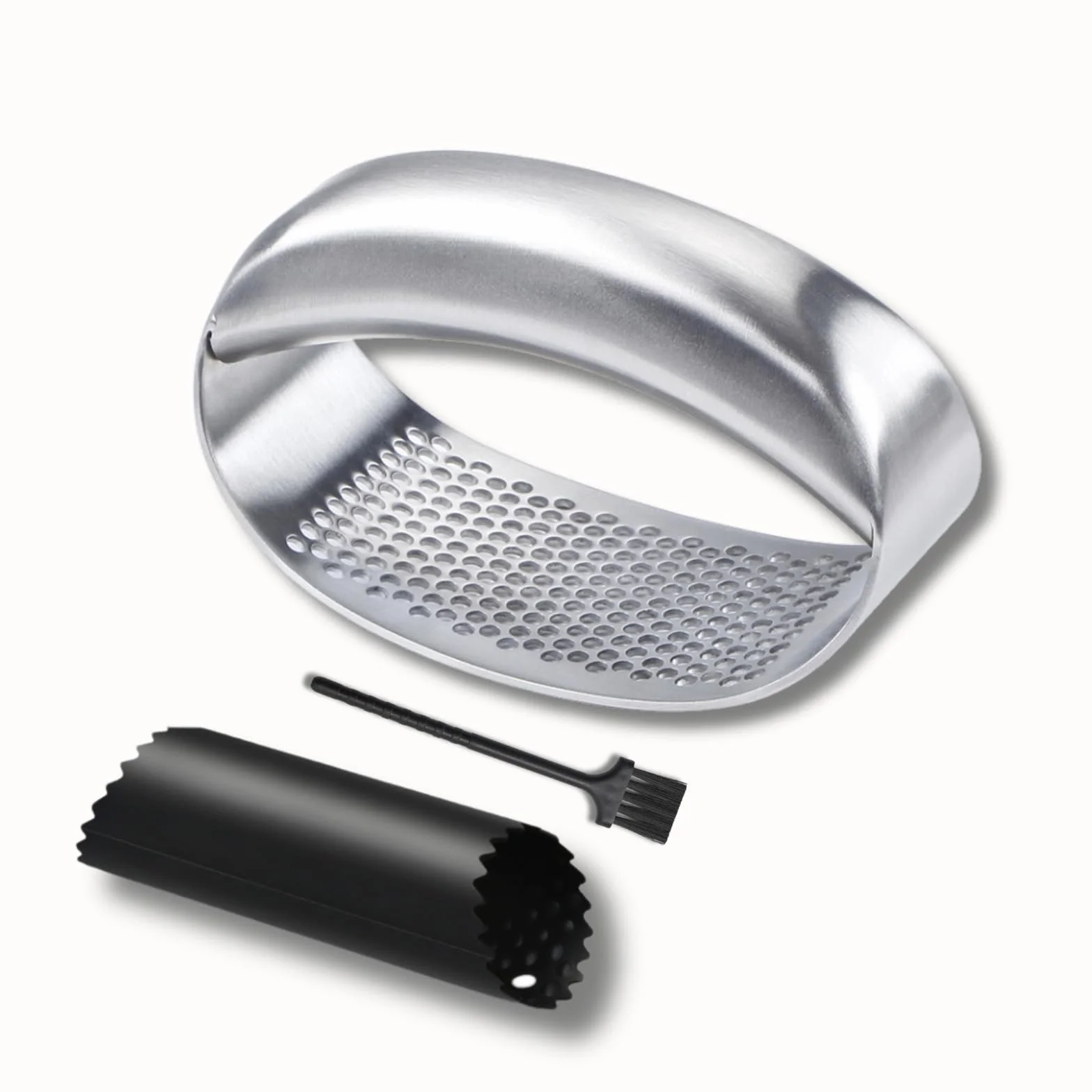 Presse Ail Inox 18/10 à Bascule, Hachoir Manuel Acier Inoxydable, Coupe Ecrase-Ail Circulaire