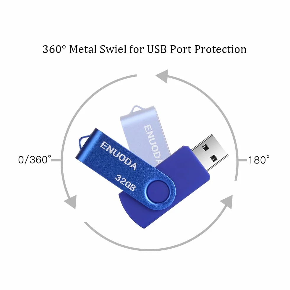 ENUODA Clé USB 32 Go USB 2.0 Flash Drive Portable LED Bleu