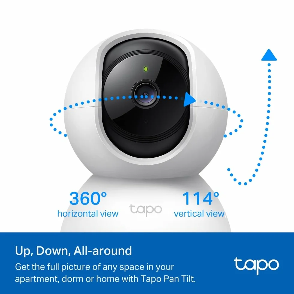 TP-Link Tapo C200C | Obrotowa kamera Wi-Fi do monitoringu domowego 1080p | Tryb nocny i detekcja ruchu | Dwukierunkowe audio | Lokalny zapis na microSD do 128 GB | Kompatybilna z Alexa i Google Home