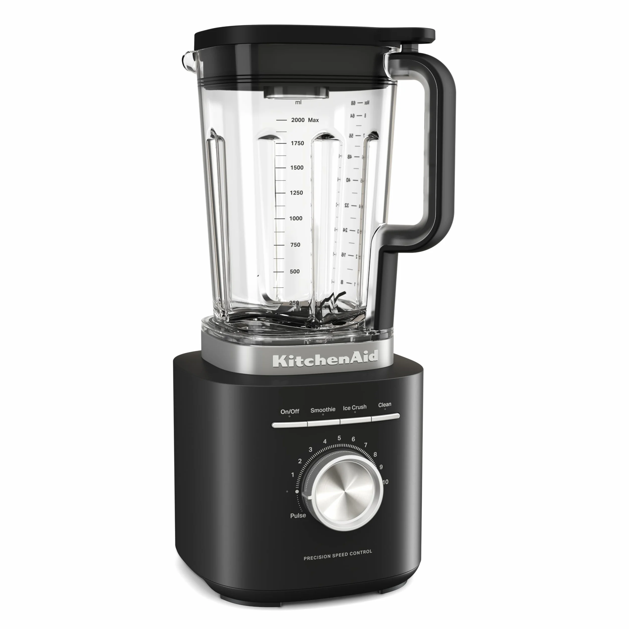 KitchenAid Blender Pure Power, Pichet 2L Sans BPA, 10 Vitesses, Programmes Glace & Smoothie, Lames Inox Asymétriques, Base Métal, Noir Mat
