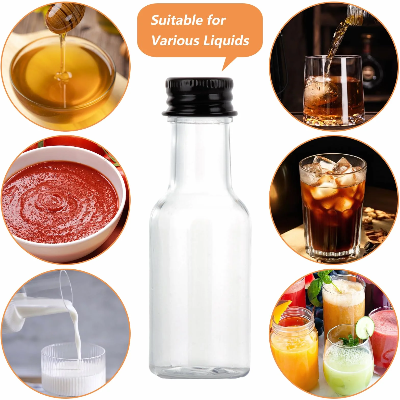 Lot de 100 Pièces Bouteilles de Liqueur en Plastique, Petite Bouteille Shot de Jus 25ml, Mignonette Alcool Vide, Mini bouteille shot, Fiole Plastique pour Mariages, Fêtes
