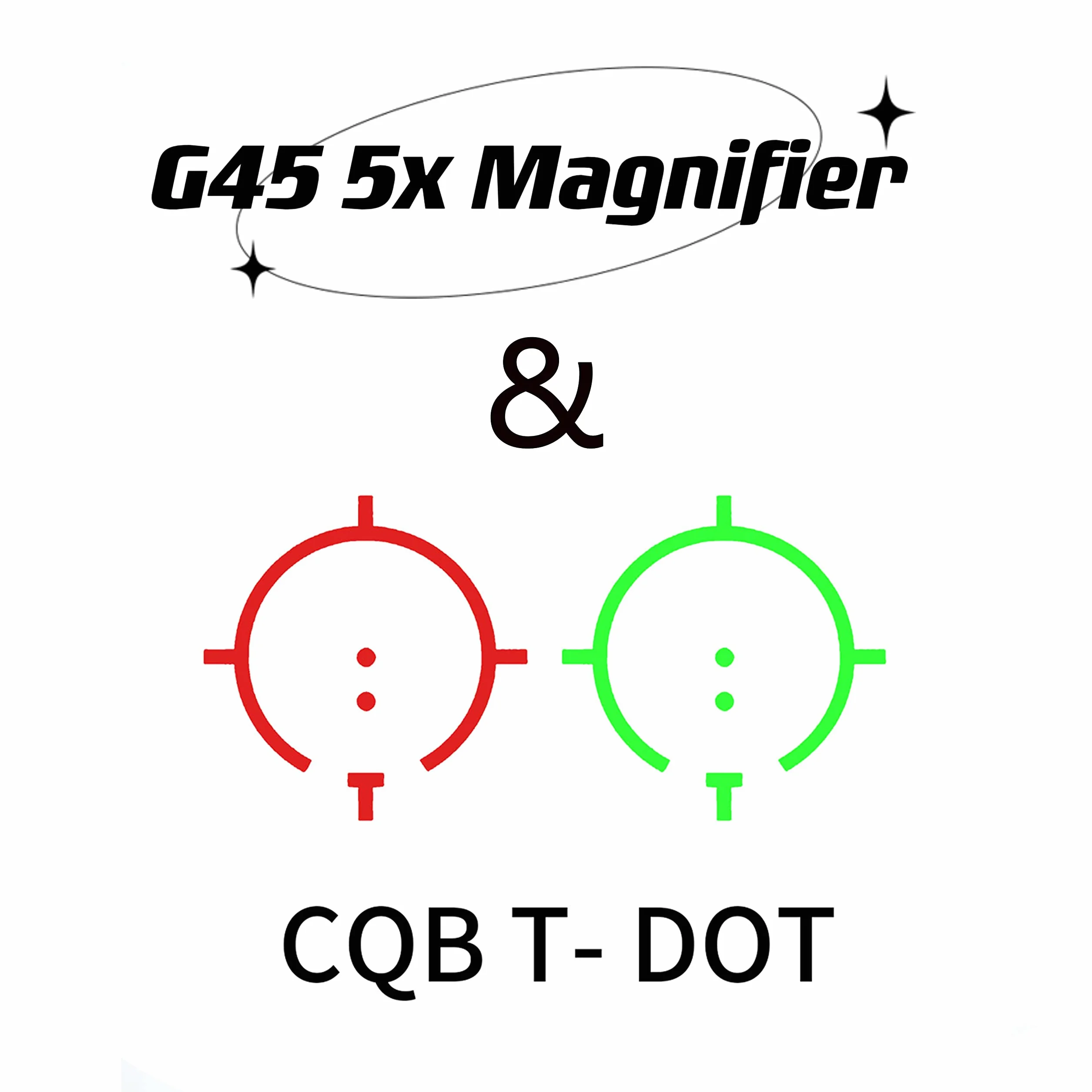 Celownik 558+G45, 558 Green & Red Dot Reflex Scope i G45 5X szkło powiększające, optyczny holograficzny celownik hybrydowy z lupą G45, mnożnik szybkiego zwalniania, do montażu na szynie 20 mm (czarny)