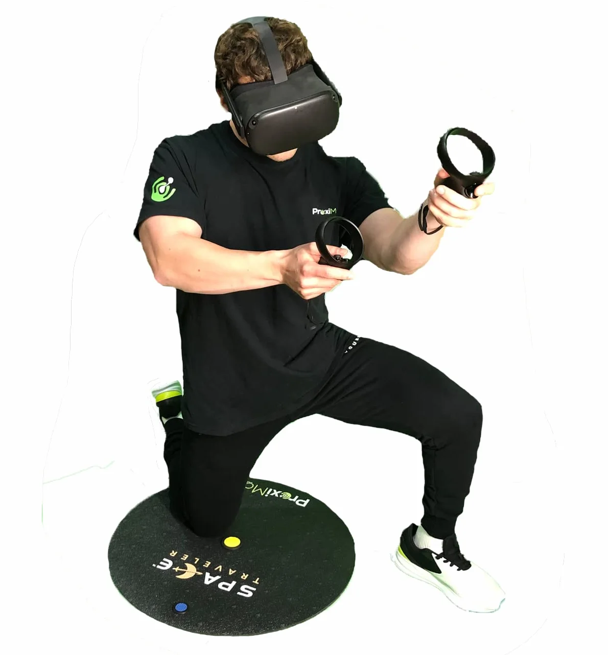 ProxiMat Space Traveler Theo 58.4 cm okrągła mata VR do małego pokoju zapewnia skalę stojącą i pokojową. Świetne akcesorium na prezent do platformy Oculus Rift, Quest, HTC Vive, Valve Index