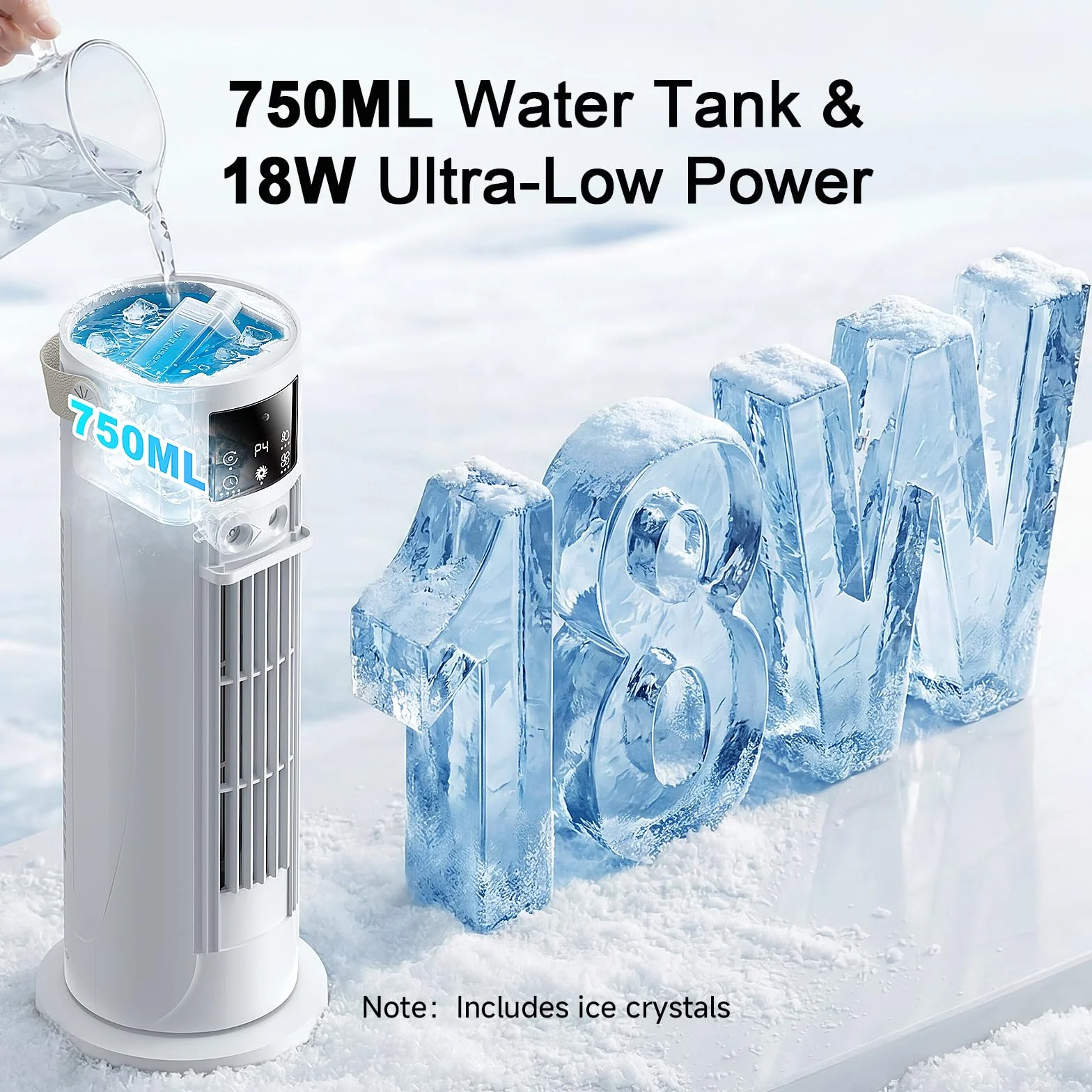 Climatiseur Mobile 4 en 1 Silencieux 28dB, Oscillation 120°, 4 Vitesses, Minuterie 8H, Blanc cassé