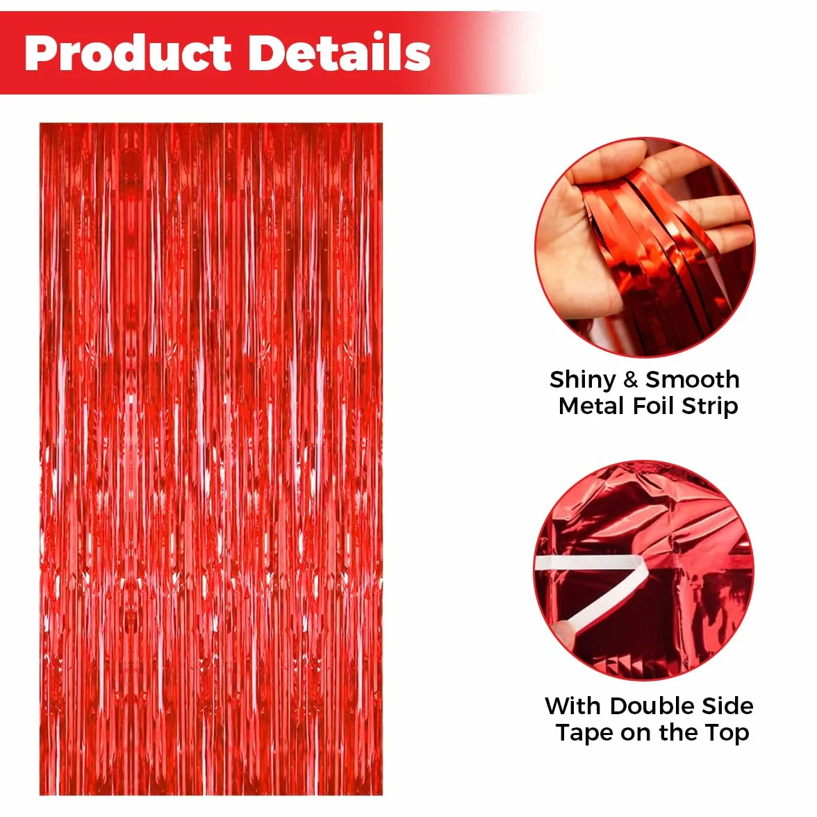 Rideau Métallique de Frange Rouge 1x2m Tinsel Décoration Fête Anniversaire Mariage