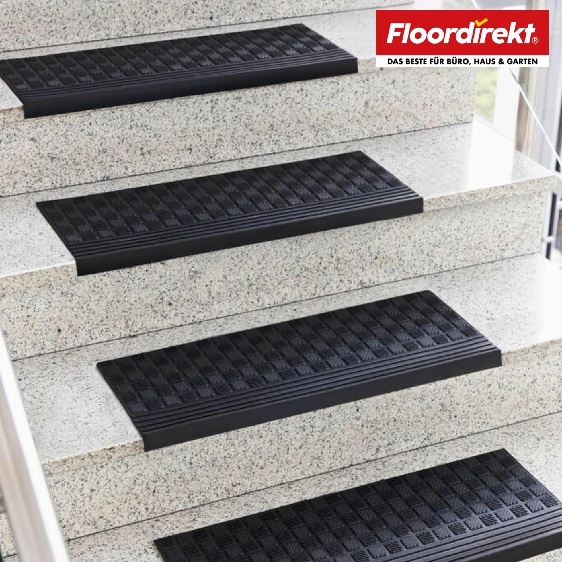 Tapis d'escalier en caoutchouc antidérapant Diamond 30 x 90 cm pour extérieur et intérieur
