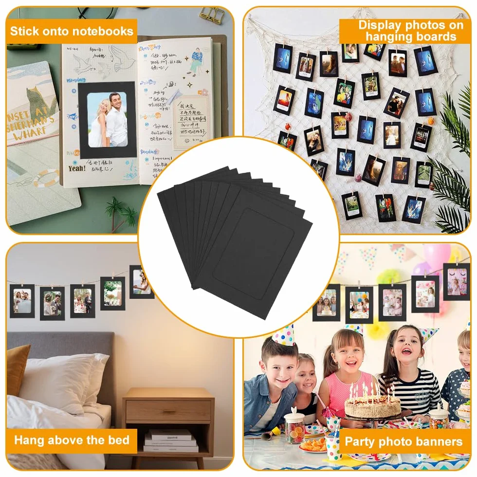 Cadre Photo en Papier Kraft 40 Pièces 11.5x15.5cm avec Pinces en Bois et Corde de Chanvre pour Décoration Murale