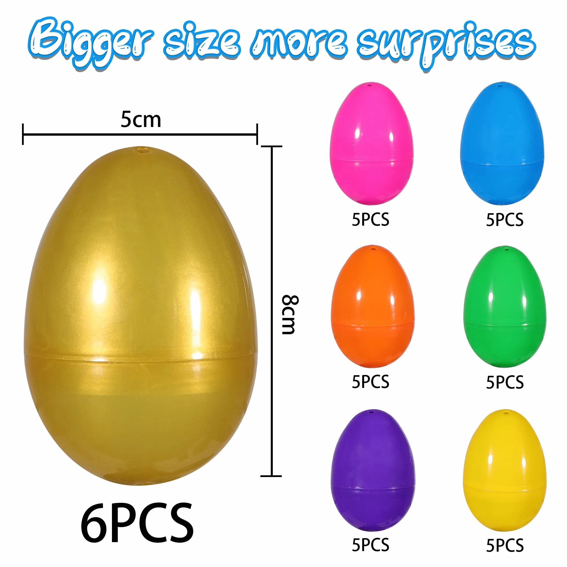 LessMo Oeufs en Plastique Remplissables 36 Pièces 8x5cm Grande Taille Décorations de Pâques