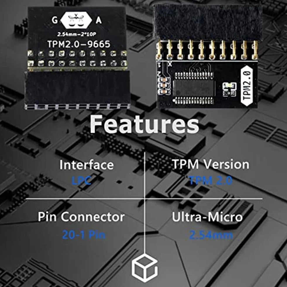 TPM Module 2.0 20-1 broches 2 x 10P puce de sécurité pour cartes mères DDR4 Win11 Cryptage Clé Stockage PCB