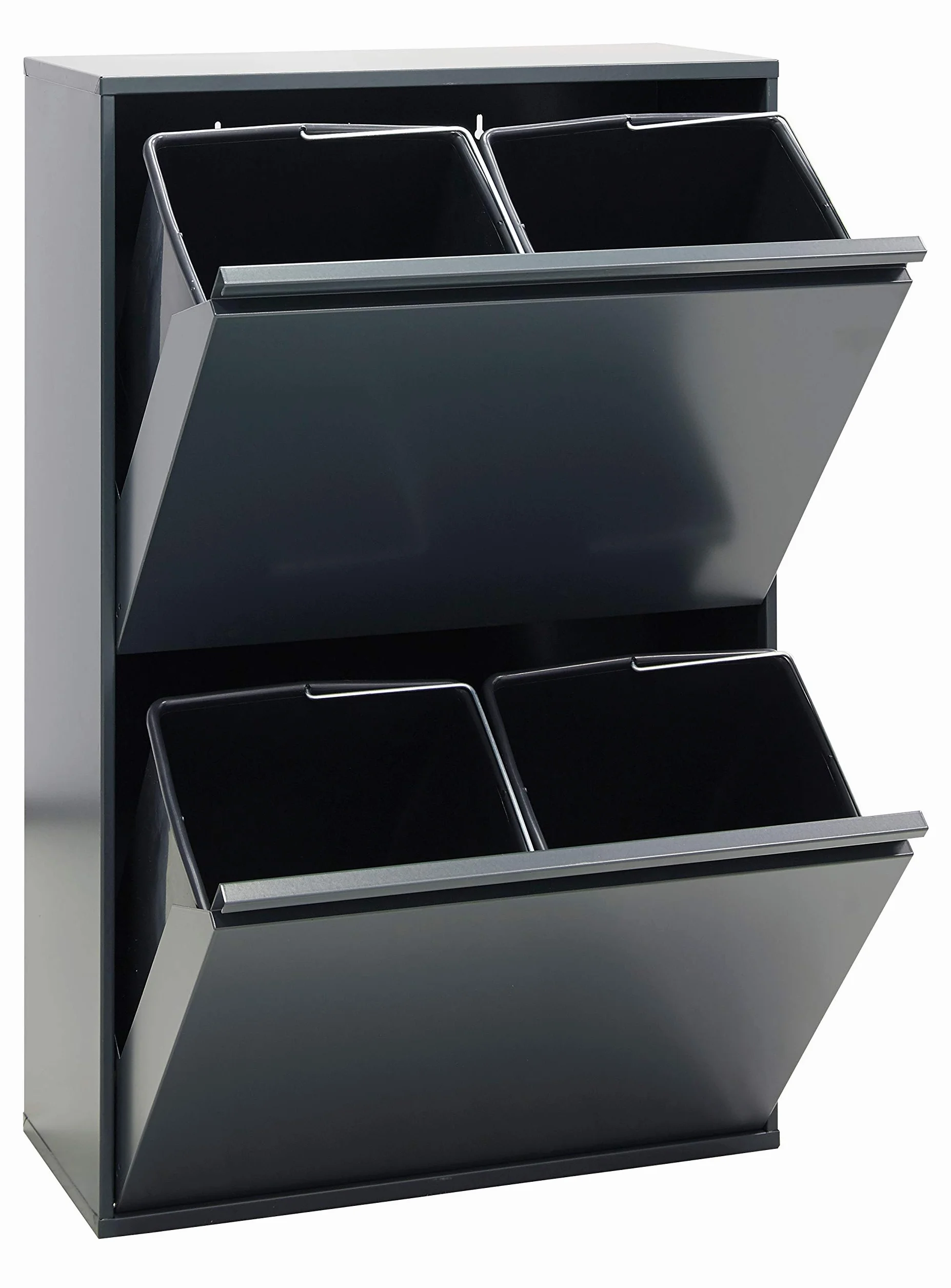 ARREGUI Basic CR604-B Poubelle de recyclage en acier 4 seaux 68 L anthracite