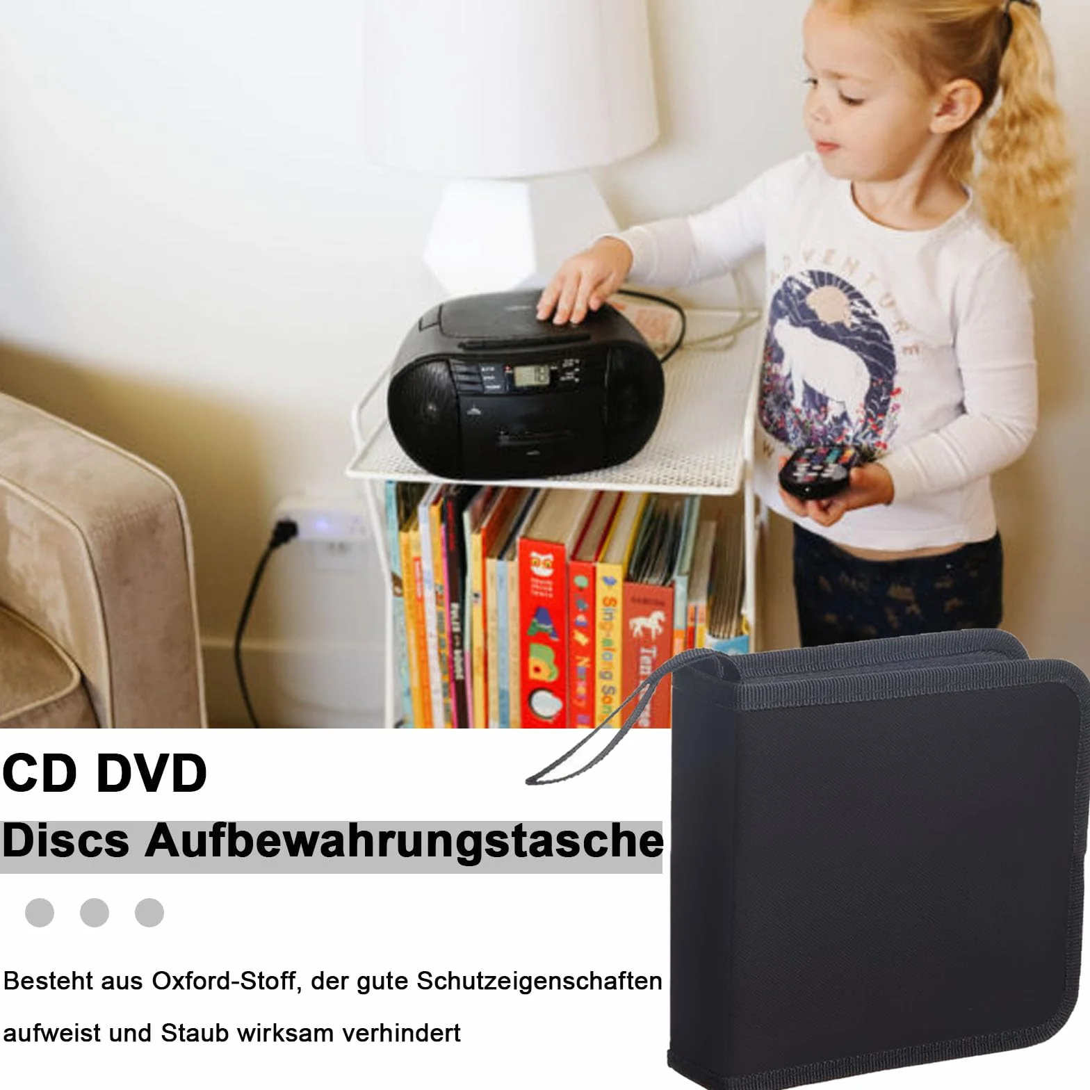 Sac de Rangement pour CD DVD 40 Disques Noir