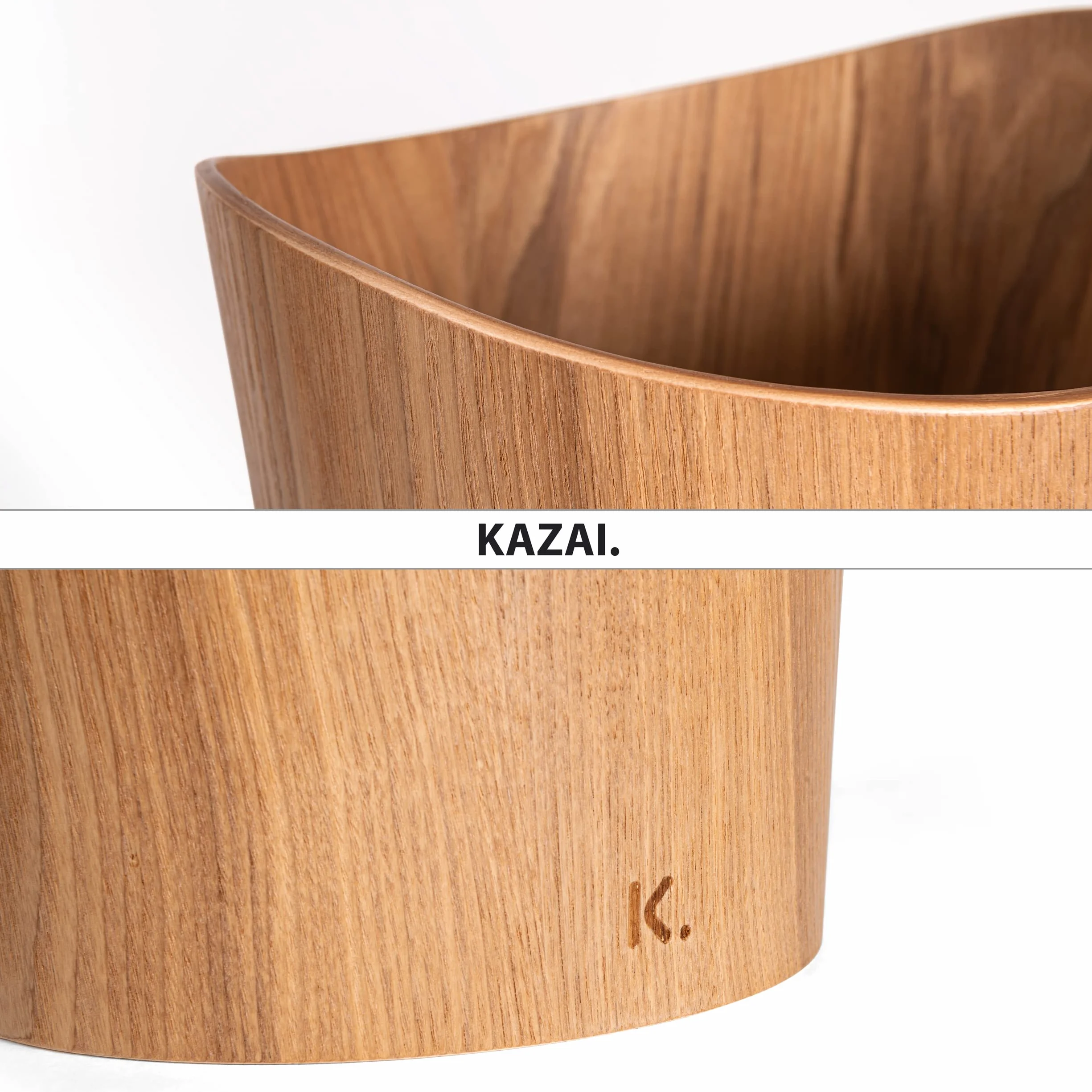 Corbeille à papier en bois véritable Börje 9 litres Frêne