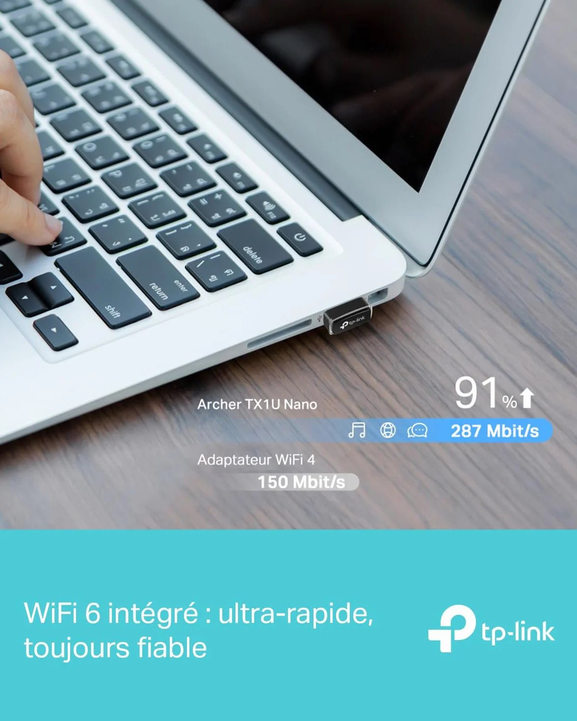 TP-Link Archer TX1U Nano Clé WiFi 6 AX300 USB Adaptateur Double Bande 2,4 GHz MU-MIMO