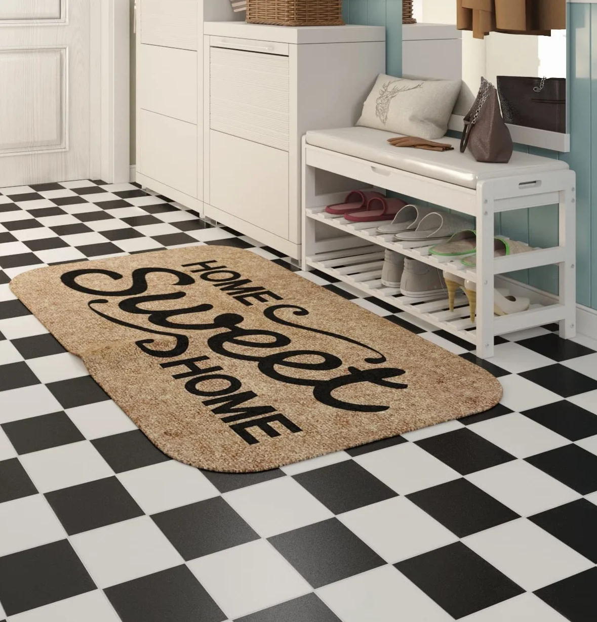 Livelynine 12 Carrelage Stickers Cuisine Mural 30x30 Autocollant Salle de Bain Noir et Blanc PVC Adhesive Sol