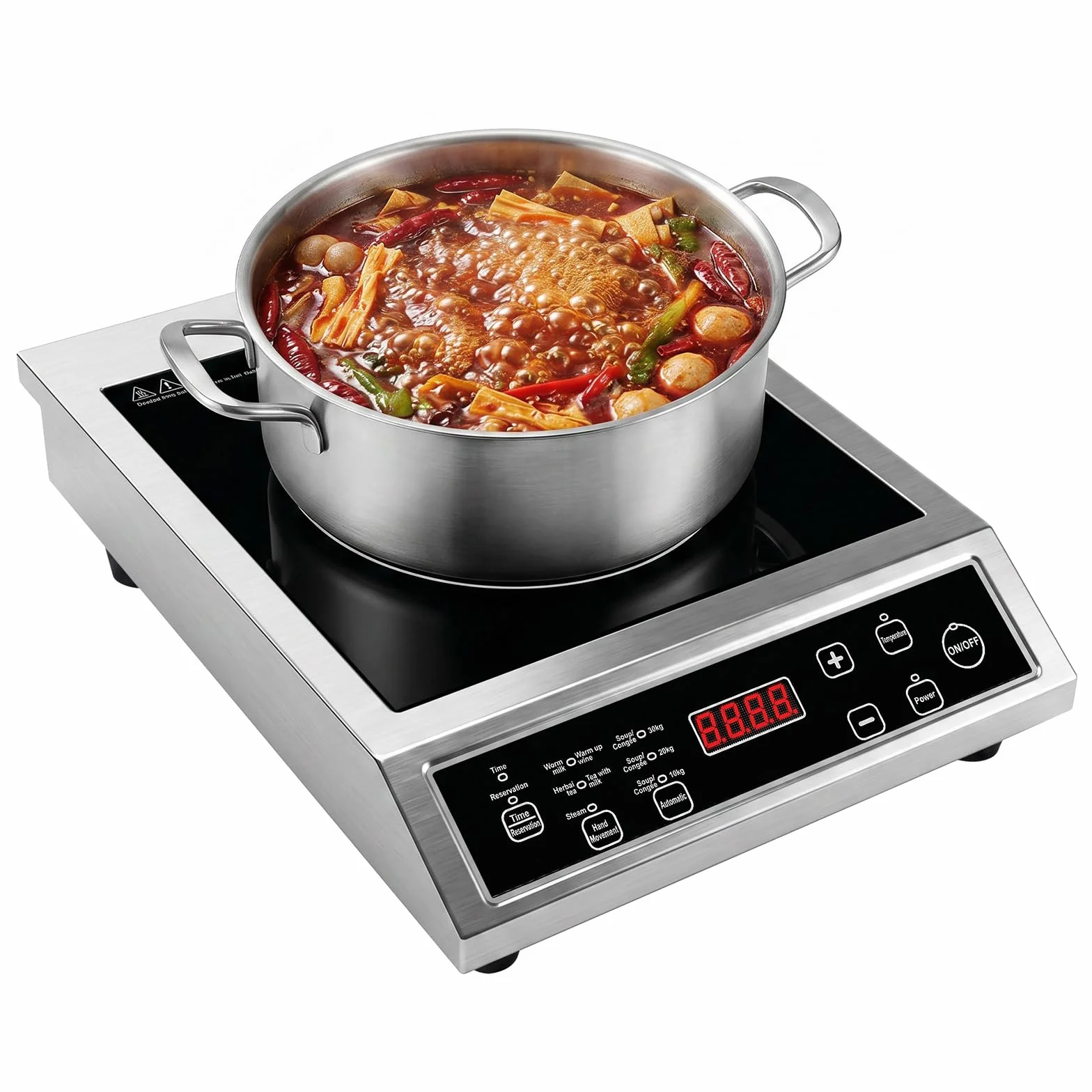 Plaque à Induction 3500W Portable, Plaque Induction Simple avec Commande Tactile, 10 Niveaux de Puissance et Température, Minuterie 4 Heures, Usage Professionnel