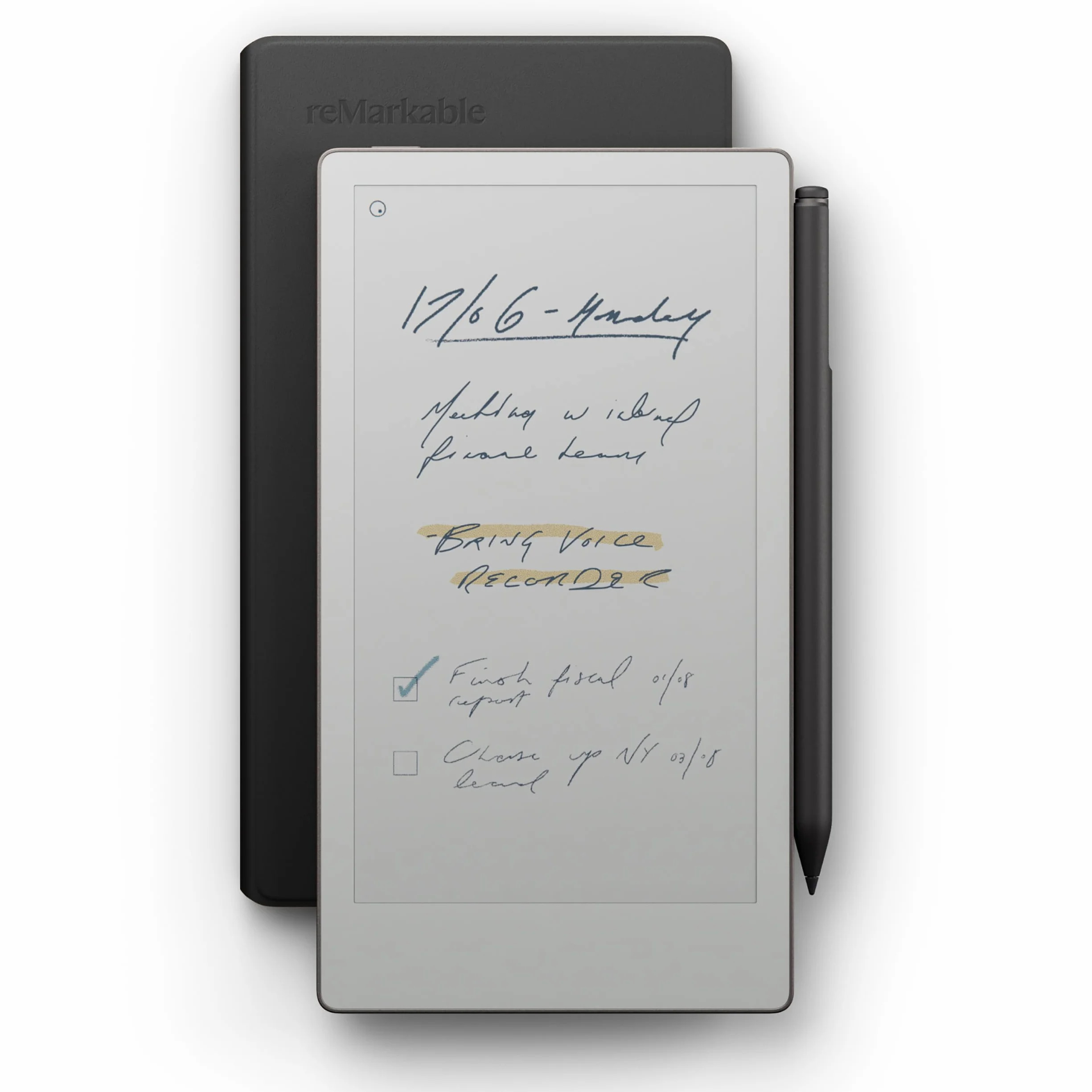 reMarkable Zestaw Luxury reMarkable Paper Pro Move | Tablet E-Ink - Wyświetlacz Kolorowy 7,3" + Rysik Marker Plus ze Zintegrowaną Gumką + Etui Book Folio Skórzane Czarne