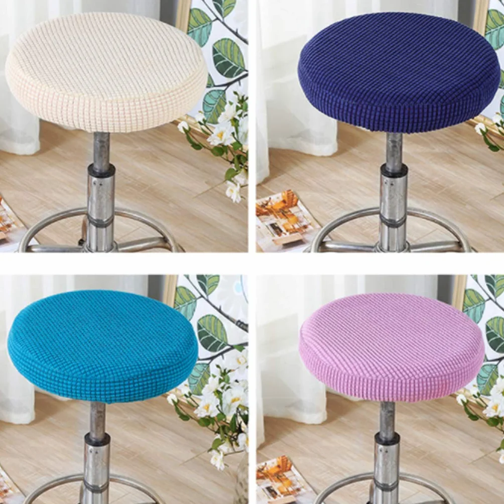Housse de Tabouret Chaise Extensible Couverture de Tabouret de Barre Ronde Epaisse Stretch-Able, Beige