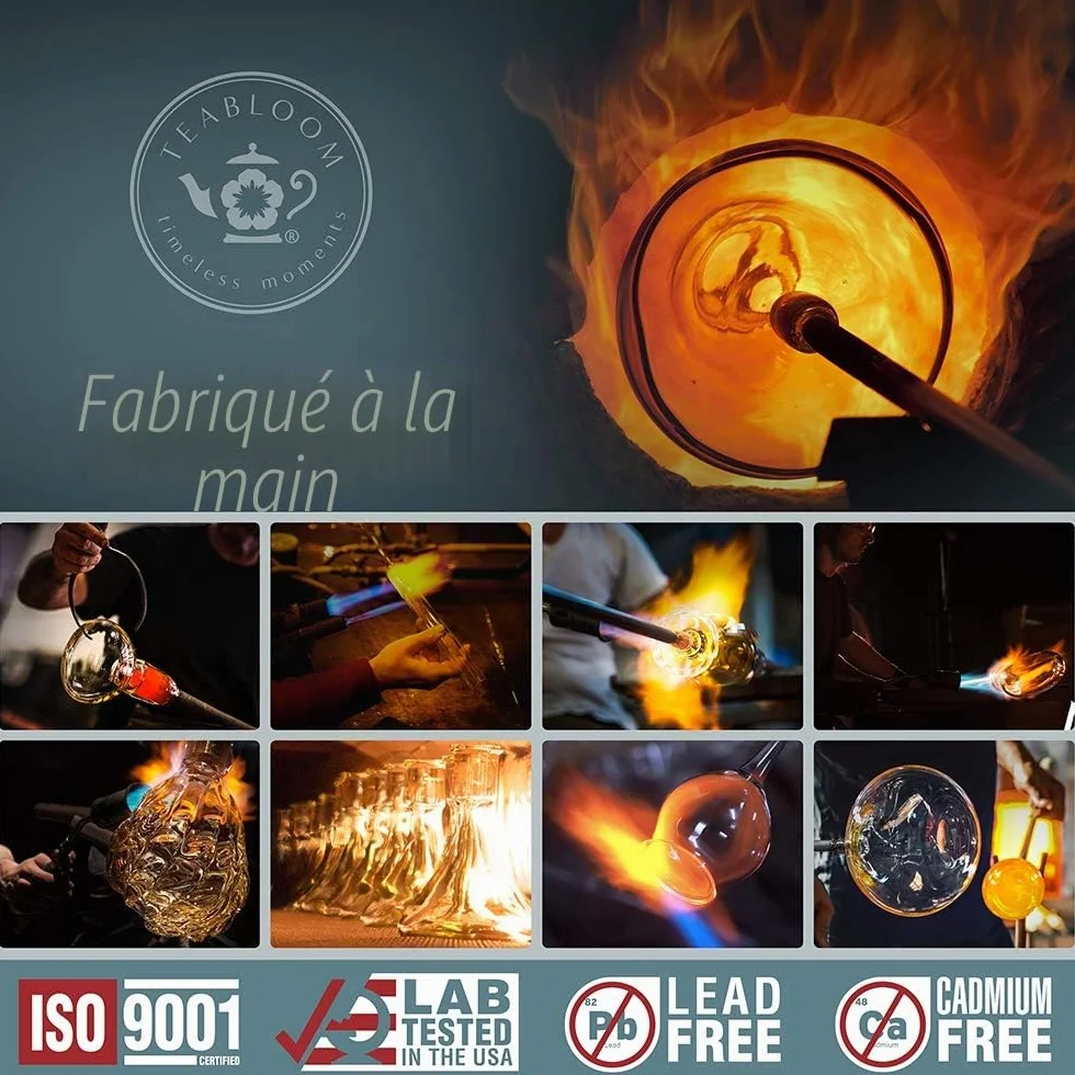 Teabloom Classica Théière en Verre 1,2 L – Résistante à la Chaleur avec Infuseur Amovible en Acier Inoxydable – Théière Design pour Thé en Vrac et Infusions