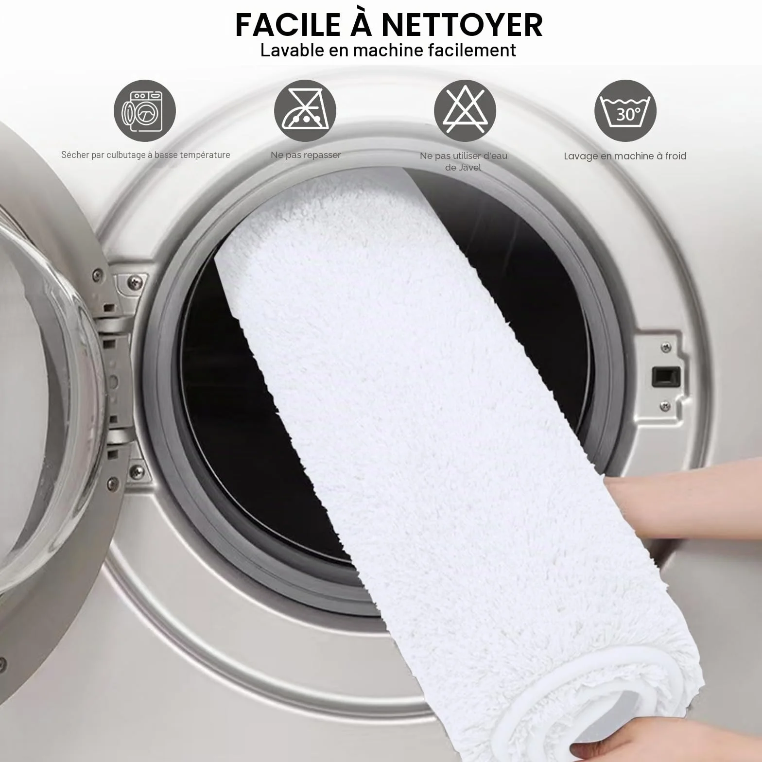Tapis de bain antidérapant microfibre 50x80 cm blanc