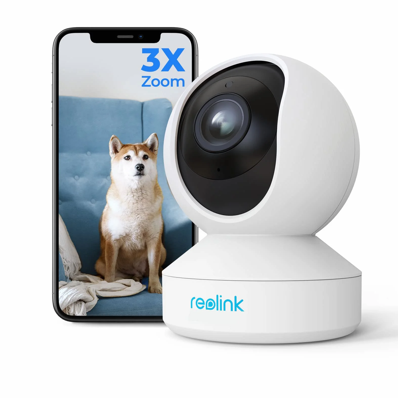 Reolink 5MP PTZ Wewnętrzna Kamera WiFi, 2.4/5 GHz WiFi CCTV z Detekcją AI Osób/Zwierząt, Auto-Śledzeniem, 3X Zoomem, Kamera Bezpieczeństwa dla starszych, zwierząt, dzieci, 2-kierunkowe Audio, E1 Zoom