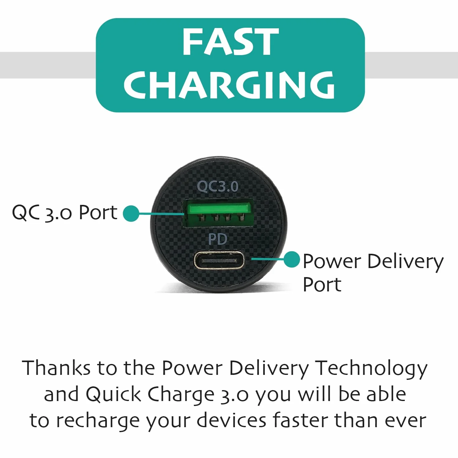 Ładowarka samochodowa 36W - Ładowarka z portami USB PD i QC 3.0 do ładowania takich urządzeń, jak iPhone 14, 13, 12 Pro Max, Samsung, Huawei, iPad, MacBook, AirPods itp.